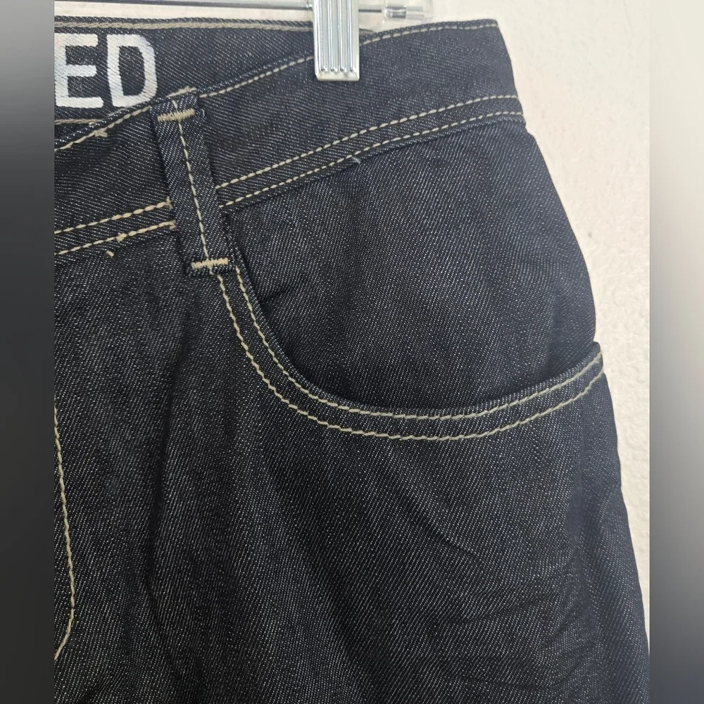 Ecko Unlimited Men's 72+ Loose Fit Jeans Blue/Black Grunge Y2K Skater, 34/32